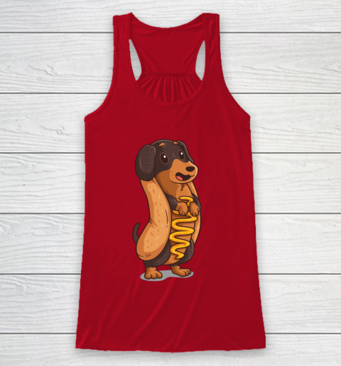 Wiener Dog Hotdog Bun Dachshund Funny Foodie Gift Hot Dog Racerback Tank 4