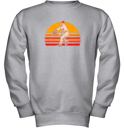 wdkg retro vintage baseball pitcher gift baseball lover youth sweatshirt 47 front sport grey