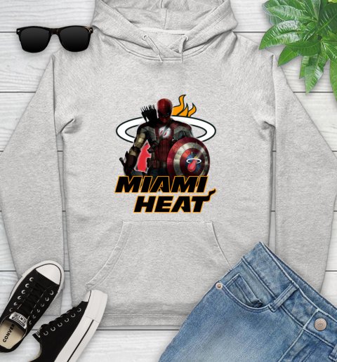 Miami Heat NBA Basketball Captain America Thor Spider Man Hawkeye Avengers Youth Hoodie
