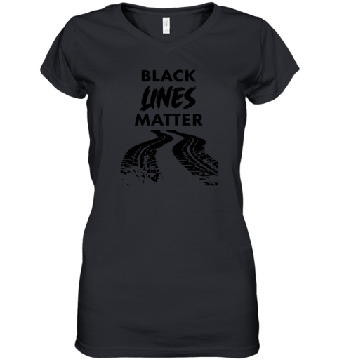 Car Racing Black Lines Matter Women's V-Neck T-Shirt