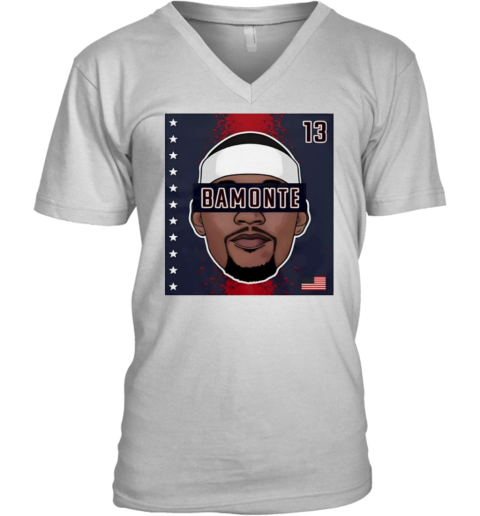 13am Adebayo wearing 13 Bamonte V-Neck T-Shirt