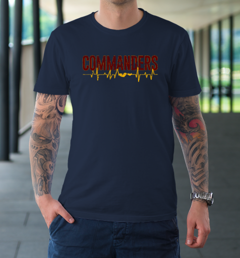 Vintage Commanders' Heart Beat Distressed Sports Spirit T-Shirt 2