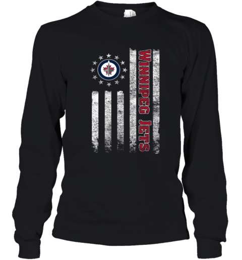 NHL American Flag Hockey Sports Winnipeg Jets Youth Long Sleeve