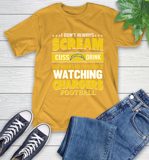 San Diego Chargers NFL Football I Scream Cuss Drink When I'm Watching My Team T-Shirt 2