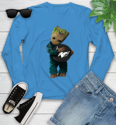 NHL Groot Guardians Of The Galaxy Hockey Sports Washington Capitals Youth Long Sleeve 7