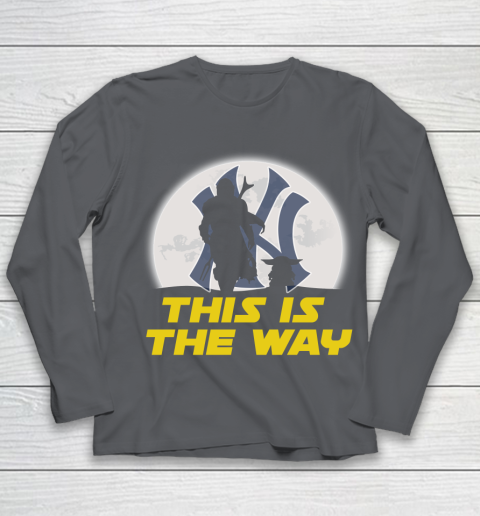 New York Yankees MLB Baseball Star Wars Yoda And Mandalorian This Is The Way Youth Long Sleeve 6