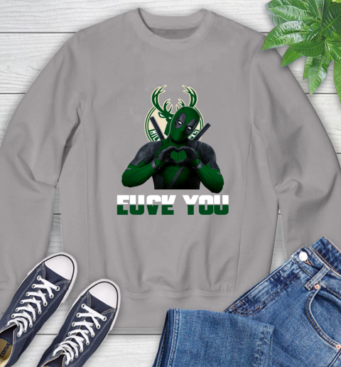 NBA Milwaukee Bucks Deadpool Love You Fuck You Basketball Sports Sweatshirt 5