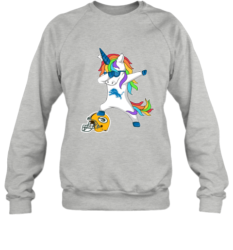 Football Dabbing Unicorn Steps On Helmet Detroit Lions Sweatshirt