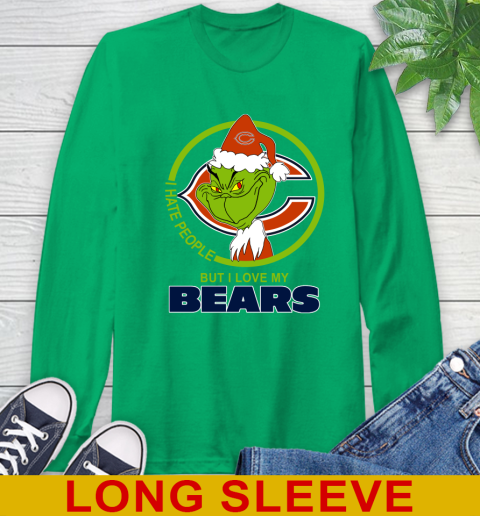 Chicago Bears NFL Christmas Grinch I Hate People But I Love My Favorite Football Team Long Sleeve T-Shirt 7