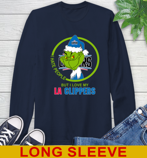 LA Clippers NBA Christmas Grinch I Hate People But I Love My Favorite Basketball Team Long Sleeve T-Shirt 4