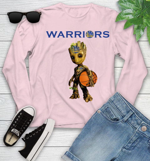 Golden State Warriors NBA Basketball Groot Marvel Guardians Of The Galaxy Youth Long Sleeve 10