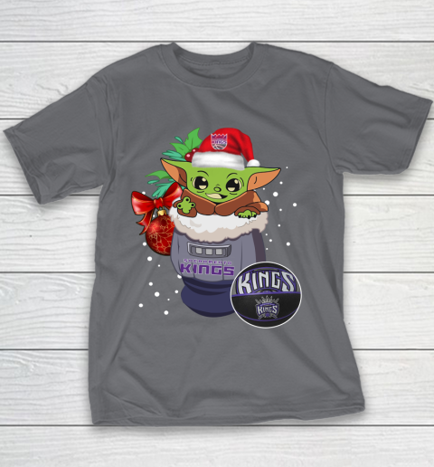 Sacramento Kings Christmas Baby Yoda Star Wars Funny Happy NBA Youth T-Shirt 7