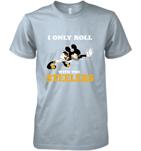 NFL Mickey Mouse I Only Roll With Pittsburgh Steelers Premium Men's T-Shirt