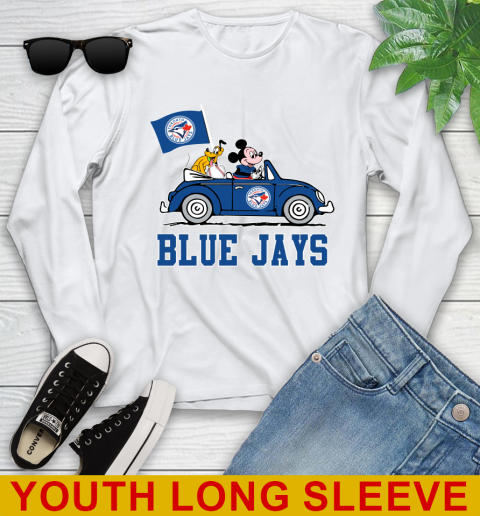 MLB Baseball Toronto Blue Jays Pluto Mickey Driving Disney Shirt Youth Long Sleeve