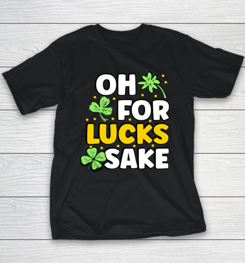 Retro St Patricks Day Clovers Oh for Lucks Sake Youth T-Shirt