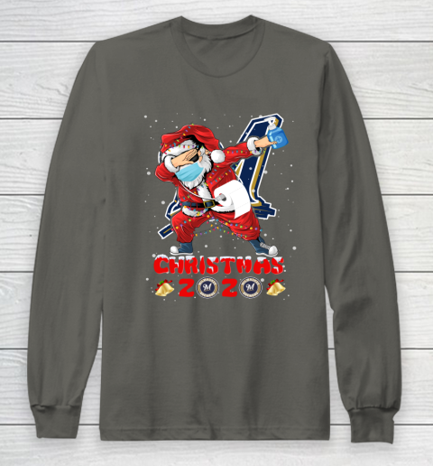 Milwaukee Brewers Funny Santa Claus Dabbing Christmas 2020 MLB Long Sleeve T-Shirt 5