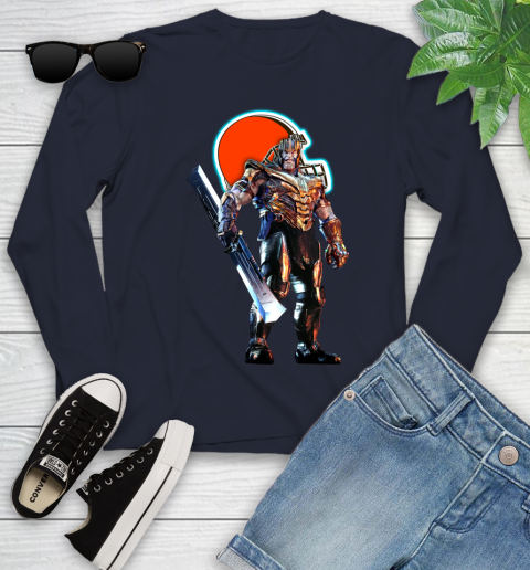NFL Thanos Gauntlet Avengers Endgame Football Cleveland Browns Youth Long Sleeve 3