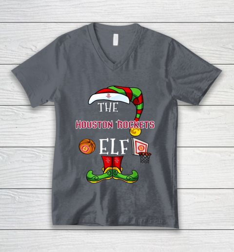Houston Rockets Christmas ELF Funny NBA V-Neck T-Shirt 4