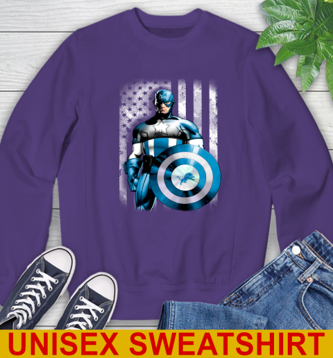 Detroit Lions NFL Football Captain America Marvel Avengers American Flag Shirt Sweatshirt 4