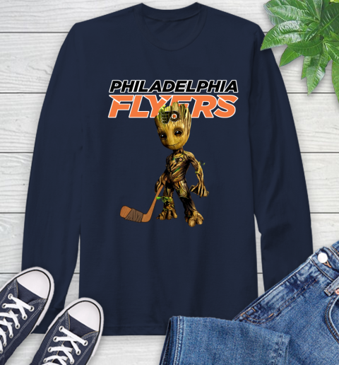 Philadelphia Flyers NHL Hockey Groot Marvel Guardians Of The Galaxy Long Sleeve T-Shirt 4