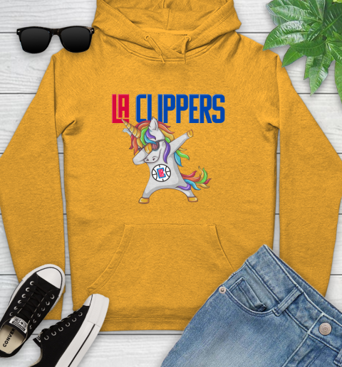 LA Clippers NBA Basketball Funny Unicorn Dabbing Sports Youth Hoodie 3