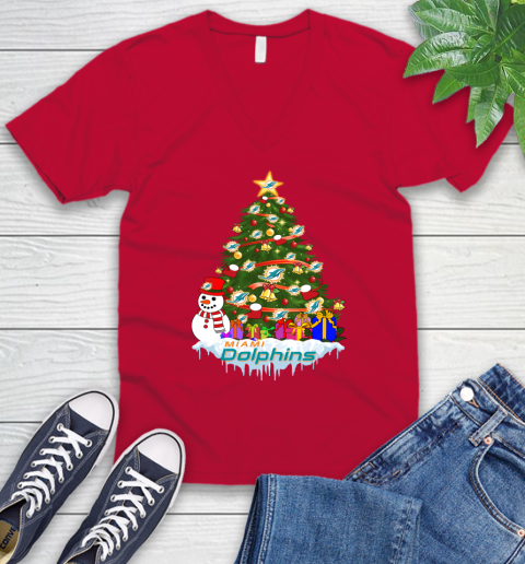 Miami Dolphins Merry Christmas NFL Football Sports V-Neck T-Shirt 7