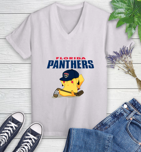 NHL Pikachu Hockey Sports Florida Panthers Women's V-Neck T-Shirt