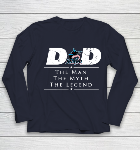 Miami Marlins MLB Baseball Dad The Man The Myth The Legend Youth Long Sleeve 2