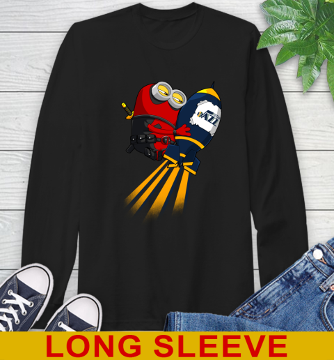 NBA Basketball Utah Jazz Deadpool Minion Marvel Shirt Long Sleeve T-Shirt
