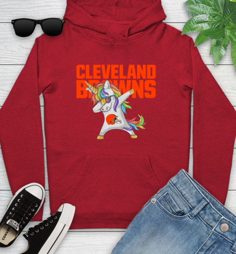 Cleveland Browns NFL Football Funny Unicorn Dabbing Sports Youth Hoodie 11