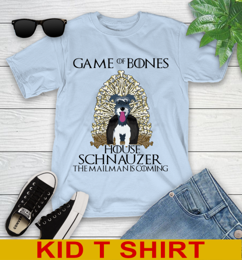 Game of bones house schnauzer dog the mailman is coming tshirt 90