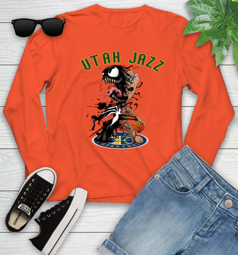 NBA Utah Jazz Basketball Venom Groot Guardians Of The Galaxy Youth Long Sleeve 4
