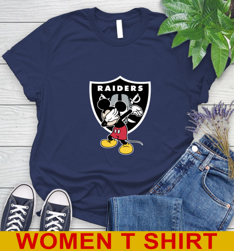 Oakland Raiders NFL Football Dabbing Mickey Disney Sports Women's T-Shirt 12