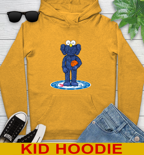 NBA Basketball Philadelphia 76ers Kaws Bff Blue Figure Shirt Youth Hoodie - Image 4