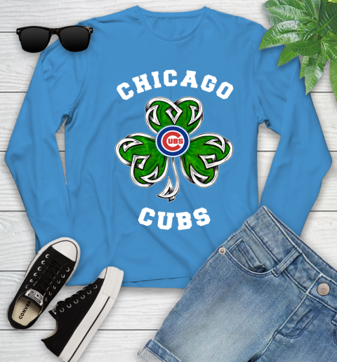 MLB Chicago Cubs Three Leaf Clover St Patrick's Day Baseball Sports Youth Long Sleeve 8