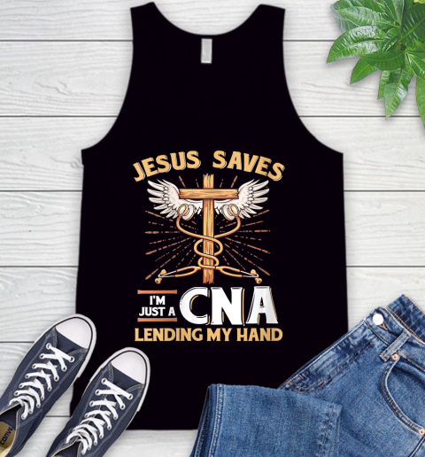 Nurse Shirt Womens CNA Shirts for Women Nurse Gift Faith Jesus Saves T Shirt Tank Top