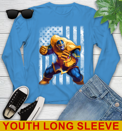 NBA Basketball Golden State Warriors Thanos Marvel American Flag Shirt Youth Long Sleeve 8