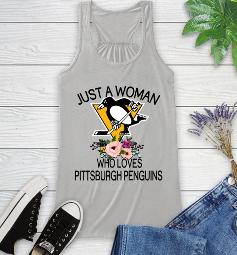 NHL Just A Woman Who Loves Pittsburgh Penguins Hockey Sports Racerback Tank