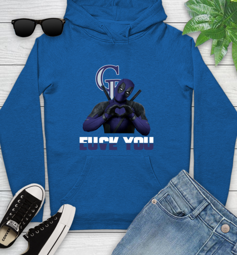 MLB Colorado Rockies Deadpool Love You Fuck You Baseball Sports Youth Hoodie 11