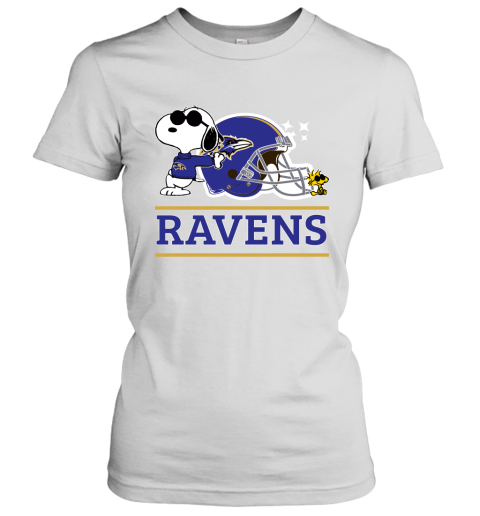 The Baltimore Ravens Joe Cool And Woodstock Snoopy Mashup Women's T-Shirt
