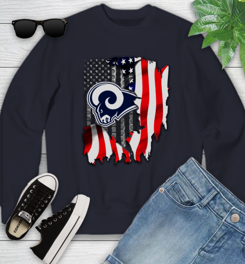 Los Angeles Rams NFL Football American Flag Youth Sweatshirt 2