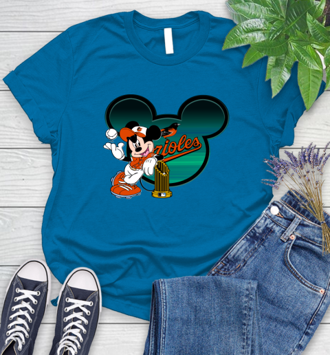 MLB Baltimore Orioles The Commissioner's Trophy Mickey Mouse Disney Women's T-Shirt 7