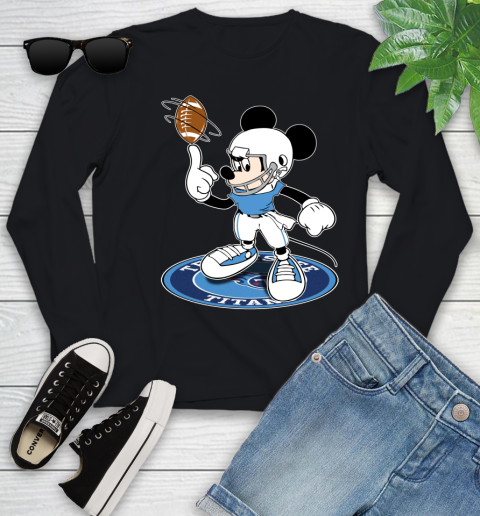 NFL Football Tennessee Titans Cheerful Mickey Disney Shirt Youth Long Sleeve
