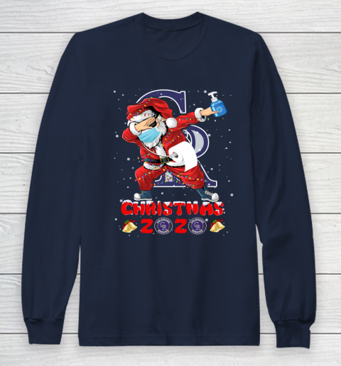 Colorado Rockies Funny Santa Claus Dabbing Christmas 2020 MLB Long Sleeve T-Shirt 2