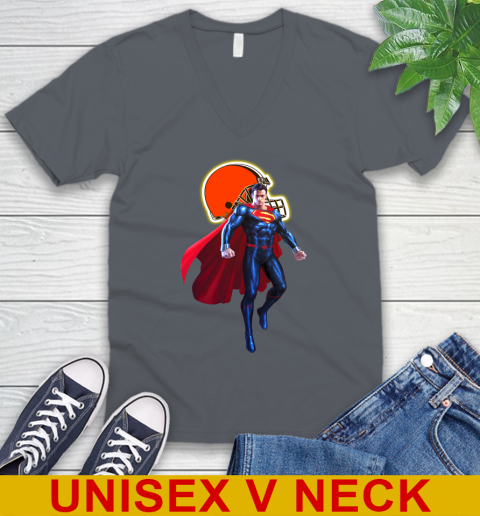 NFL Superman DC Sports Football Cleveland Browns V-Neck T-Shirt 5