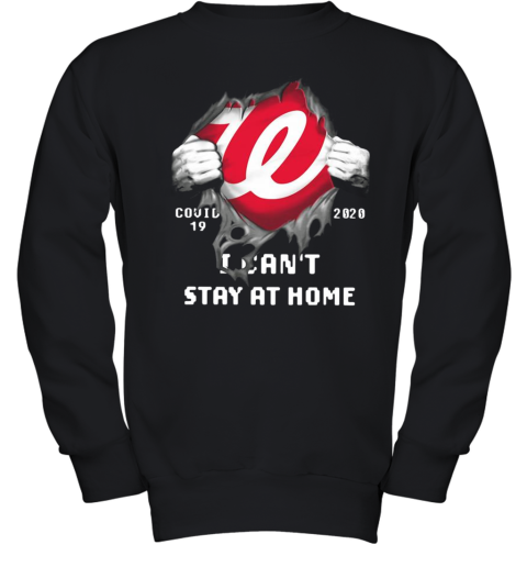 Washington Nationals Inside Me Covid 19 2020 I Can'T Stay At Home Youth Sweatshirt