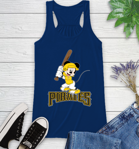 MLB Baseball Pittsburgh Pirates Cheerful Mickey Mouse Shirt Racerback Tank 8
