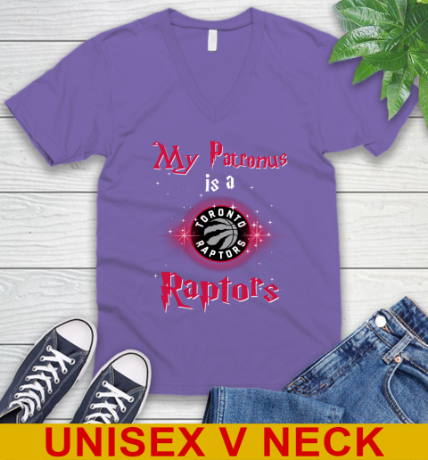 NBA Basketball Harry Potter My Patronus Is A Toronto Raptors V-Neck T-Shirt 8
