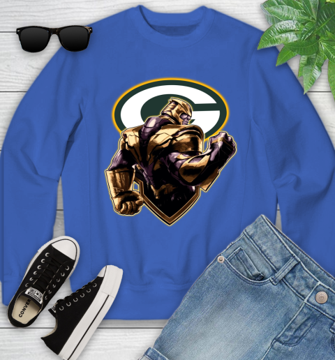 NFL Thanos Avengers Endgame Football Sports Green Bay Packers Youth Sweatshirt 8