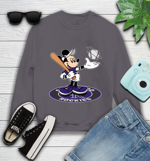 MLB Baseball Colorado Rockies Cheerful Mickey Disney Shirt Youth Sweatshirt 5